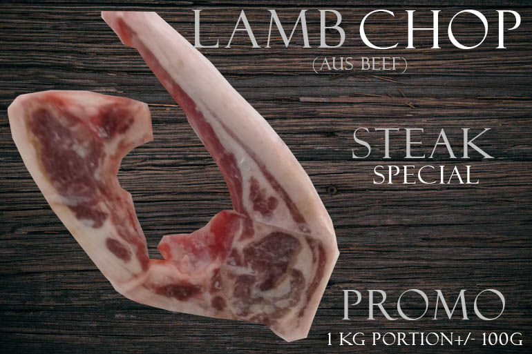 M – 05 Daging sapi Bali beef – Lamb Chop impor dari US atau AUS tersedia dalam Portio +/- 100g dijual per Kg.